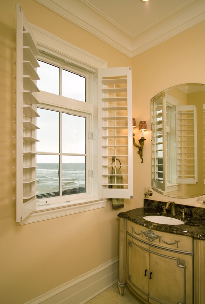 Plantation shutters in San Diego beach home